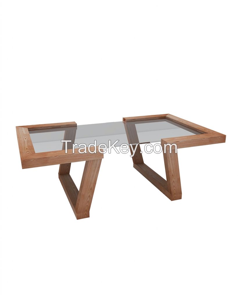 Most Popular Fassley Glass Coffee Table Chestnut Wood And Glass Coffee Table Living Room Table