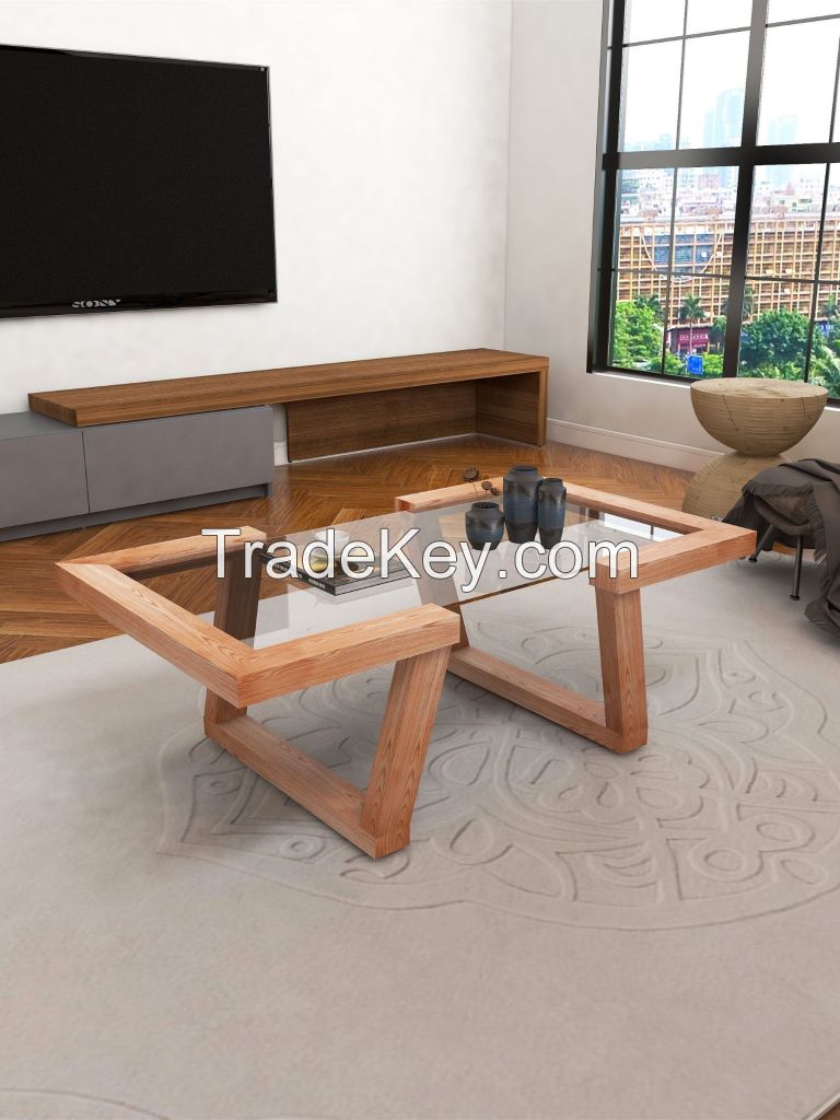 Most Popular Fassley Glass Coffee Table Chestnut Wood And Glass Coffee Table Living Room Table