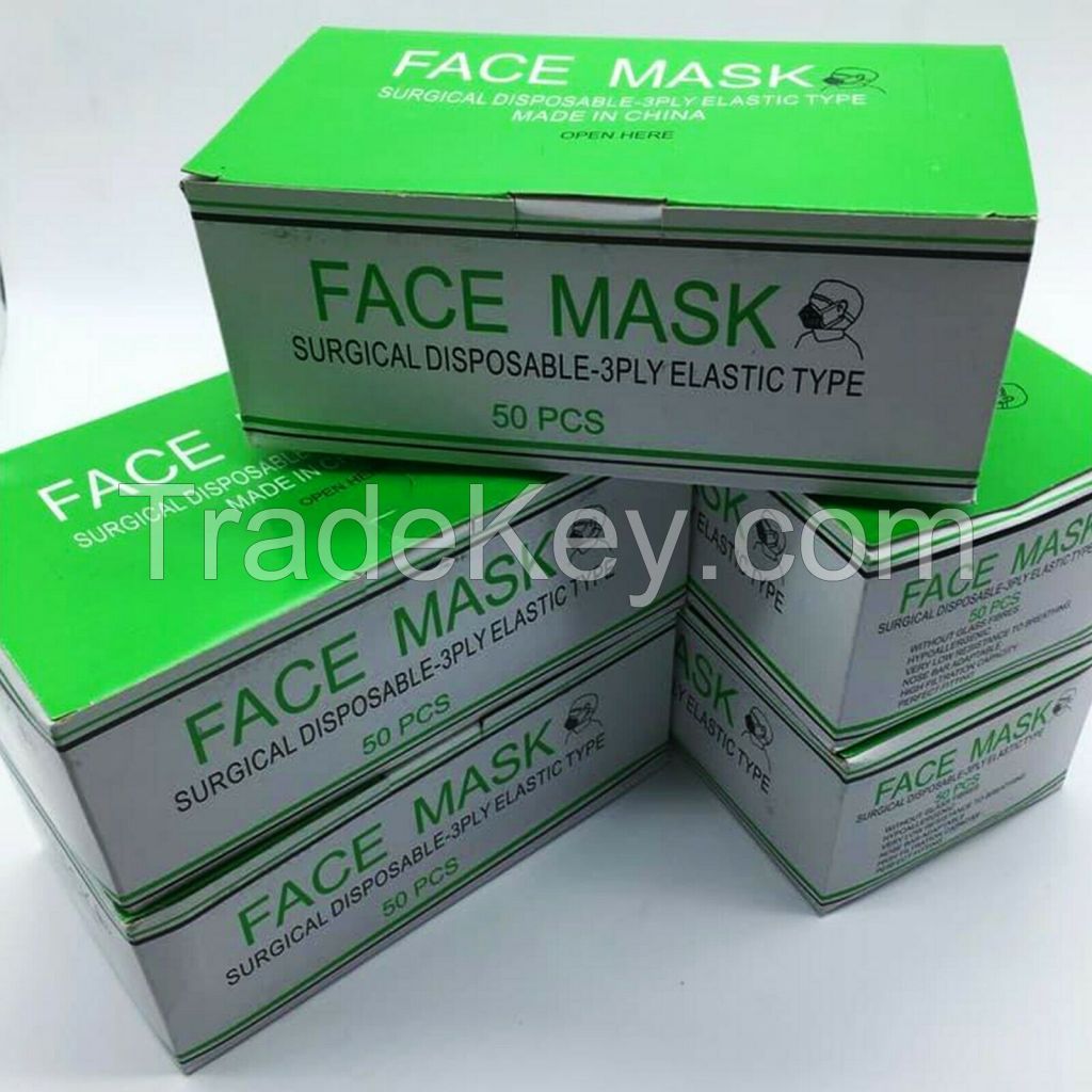 50 PCS Disposable 3-Ply Safety and Surgical Face Mask for Personal Health