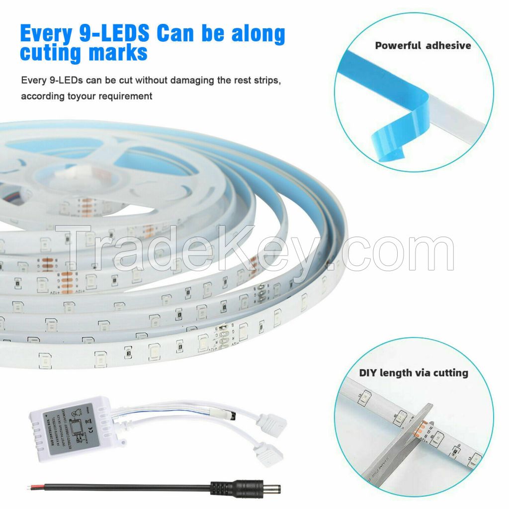 32FT Flexible 3528 RGB LED SMD Strip Light Remote Fairy Lights Room TV Party Bar