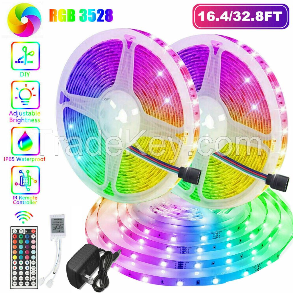 32FT Flexible 3528 RGB LED SMD Strip Light Remote Fairy Lights Room TV Party Bar