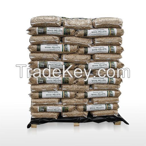 Wood Pellets DIN, EN Plus-A1, EN Plus-A2 (6-8mm) Pine, Beech wood pellets of 15kg