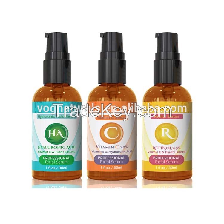 Private Label Vitamin C, Retinol &amp;amp; Hyaluronic Acid Serum Skin Treatment Anti-Aging Reduce Dark Sports Serums Natural