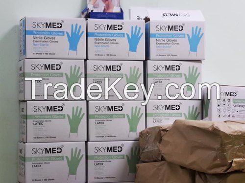 Skymed Nitrile gloves EN 374 280 mm, Size: 6.5 inches