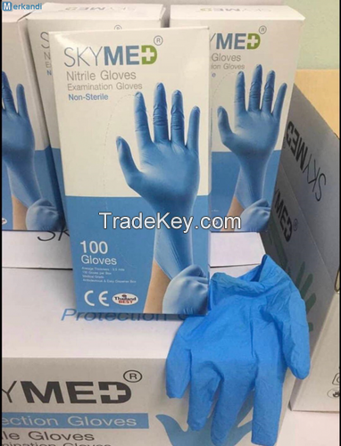 Skymed Nitrile gloves EN 374 280 mm, Size: 6.5 inches