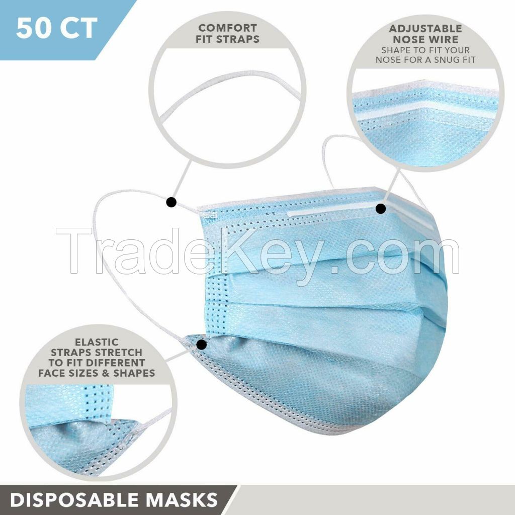 Protective Face Mask with Nose Clip and Filter Sealed Box | 50 pcs