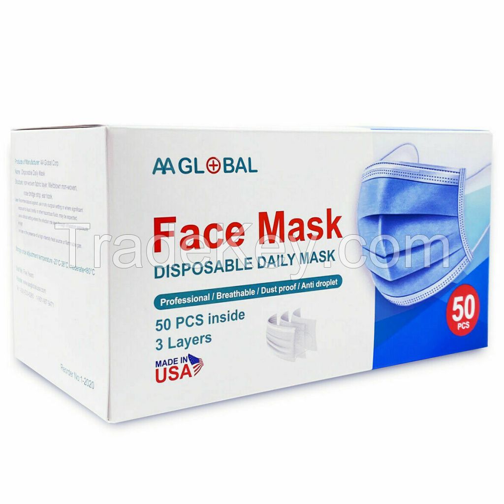 Protective Face Mask with Nose Clip and Filter Sealed Box | 50 pcs
