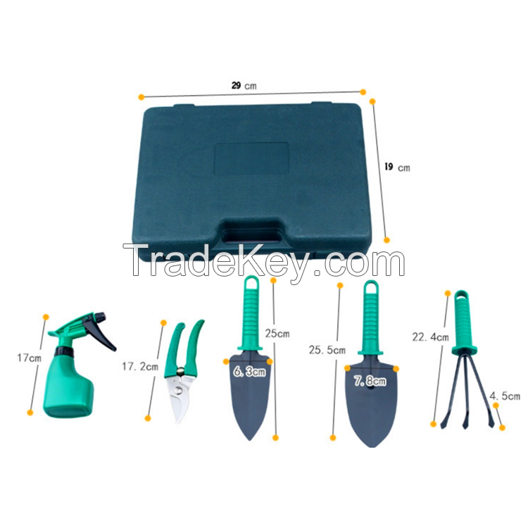 Garden Tools 5pcs Kids Hand Tool Set Shovel Trowel Rake Sprayer Shears with Box 