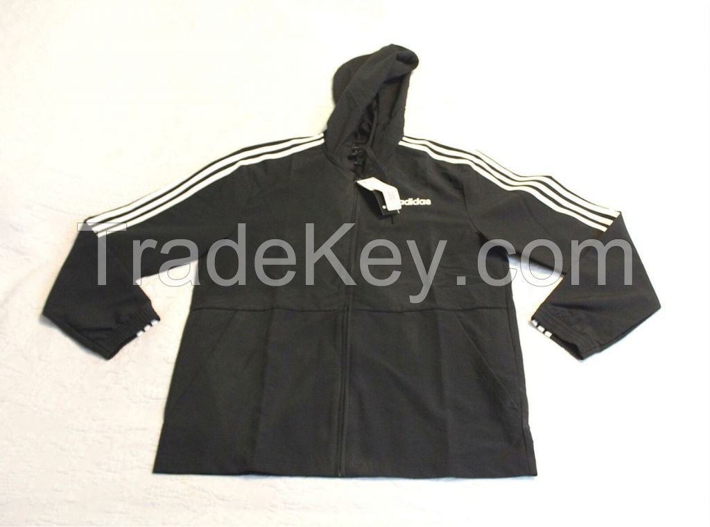 adidas Essentials 3 Stripes Woven Windbreaker Jacket for Men, Size X-Large - Black/White