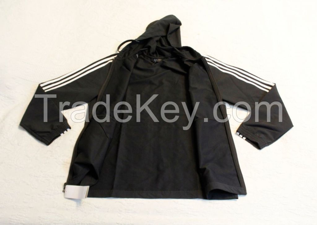 adidas Essentials 3 Stripes Woven Windbreaker Jacket for Men, Size X-Large - Black/White