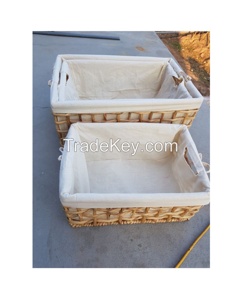 HAND WEAVING SEAGRASS STORAGE BOX AND NATURAL WATER HYACINTH BASKETS