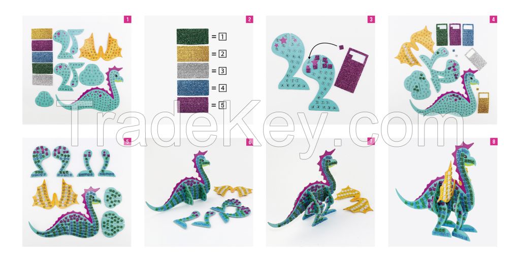 Easy Way To Make Craft Kit 3d Mosaic Animal -3d Mosaic Dinosaur