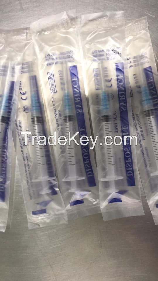 Sterile Disposable 3 Parts Syringe Medical 1ml/2ml/3ml/5ml/10ml Luer Lock Syringe