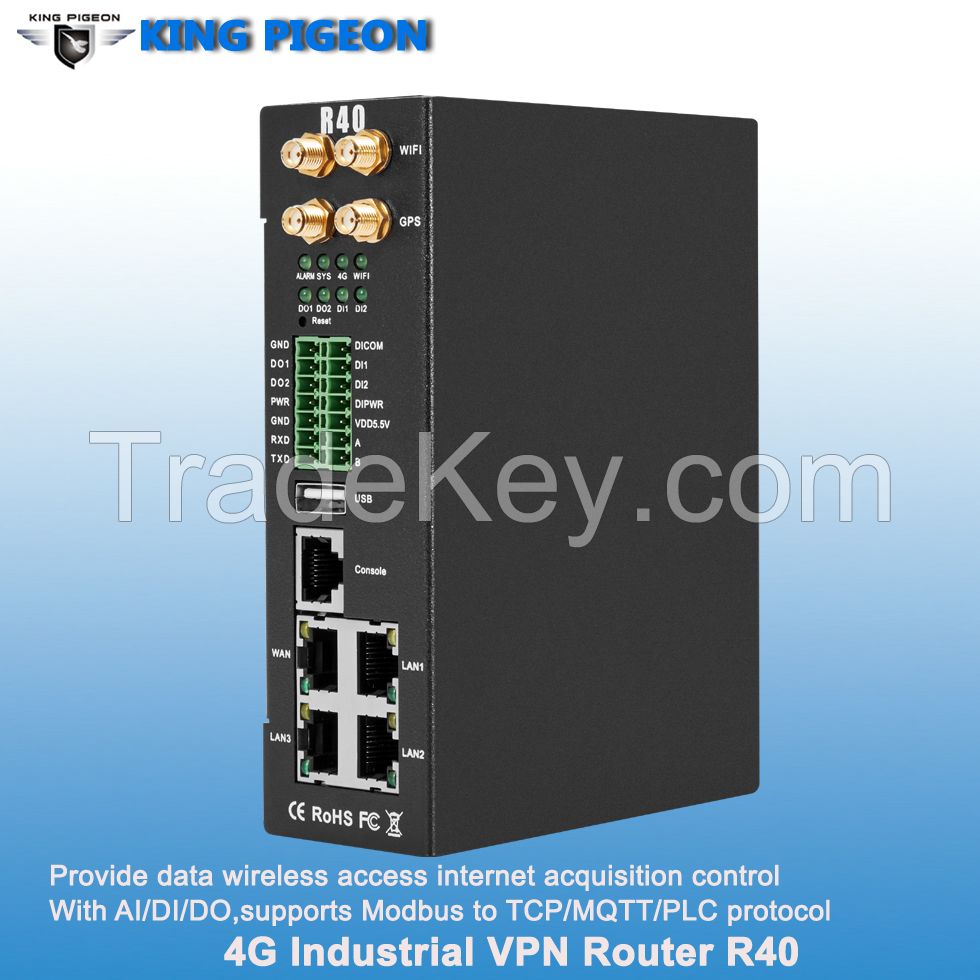 R40 Industrial Wireless Modbus MQTT Openvpn Router with I/O