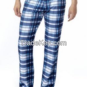 Cool Blue and White Boxer Check Flannel Pants Wholesale