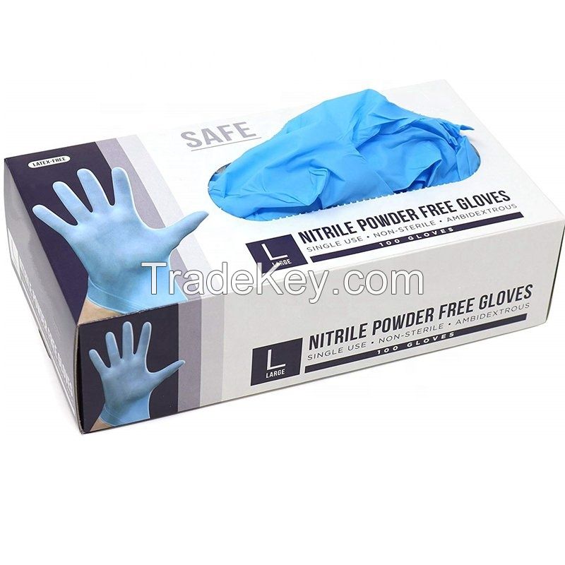  Disposable Blue Nitrile Gloves Powder Free for Medical Use