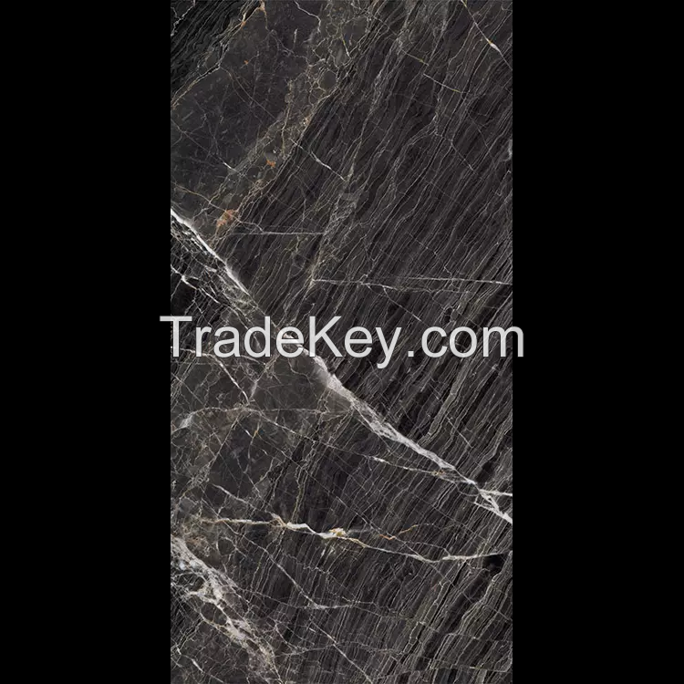 700x1500mm Super black gold porcelain tile marble looking flooring tiles in Spanish