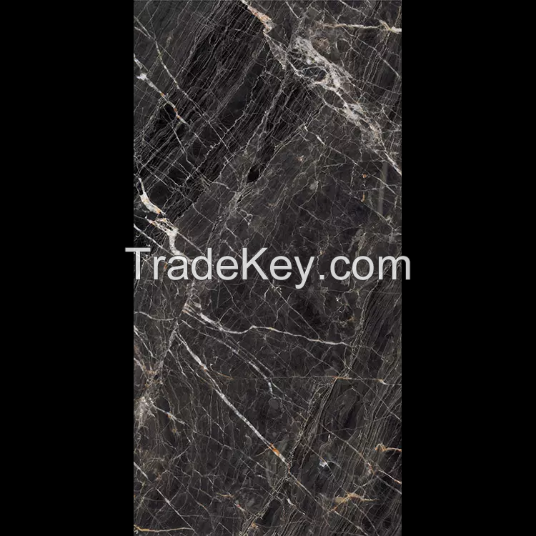700x1500mm Super black gold porcelain tile marble looking flooring tiles in Spanish