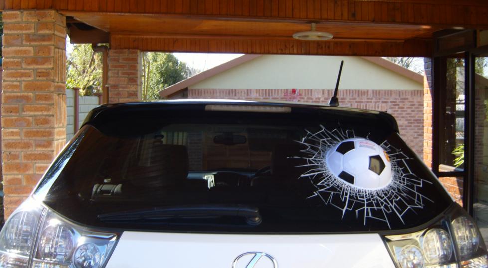 3-D shatter soccer window decal