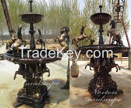 Bronze fountain with horse statues