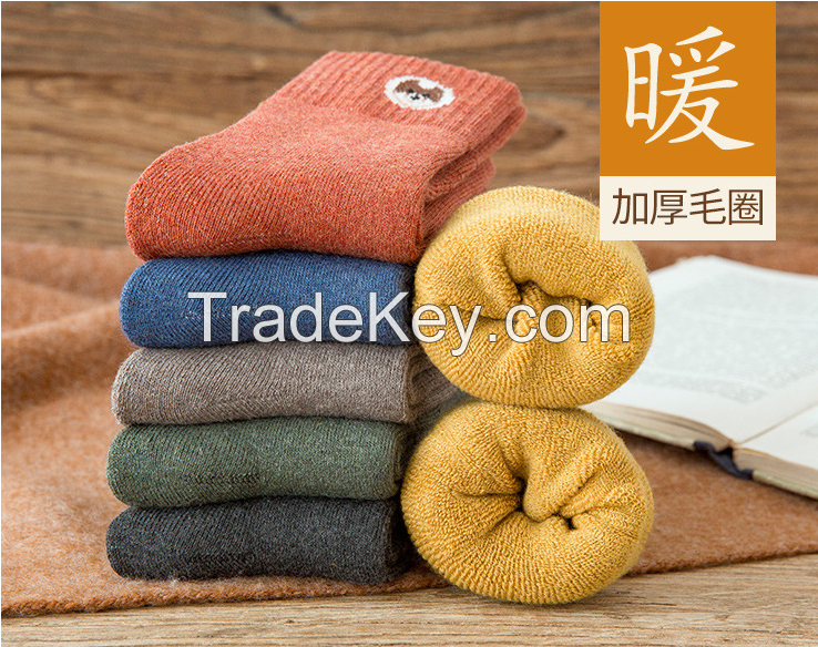 Ms socks in the tube in the fall and winter of stockings band and fine hair thickening with warm towel wholesale stockings male cute cotton socks