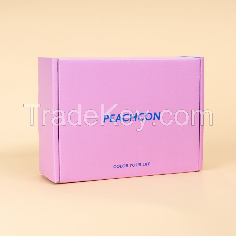 Custom pink cardboard corrugated shipping carton box with custom logo strong tuck top mailer carton box