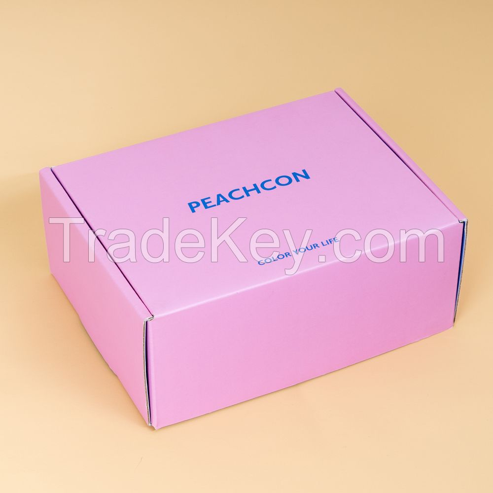 Custom pink cardboard corrugated shipping carton box with custom logo strong tuck top mailer carton box