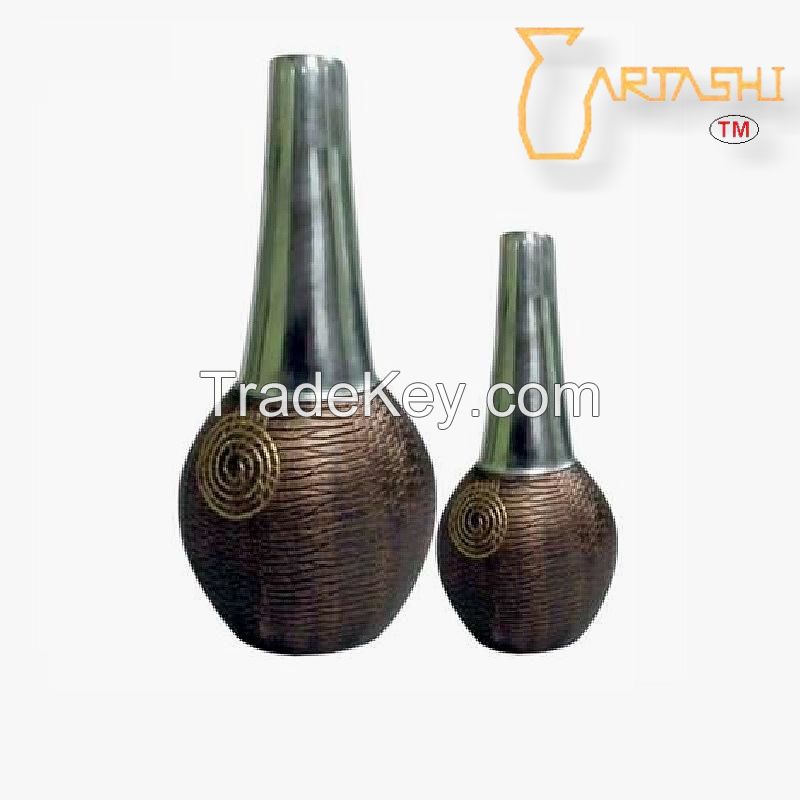 Long Vase Aluminium Set of two