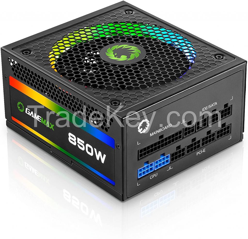 Power Supply 850W Fully Modular 80+ Gold Certified with RGB Light Mode