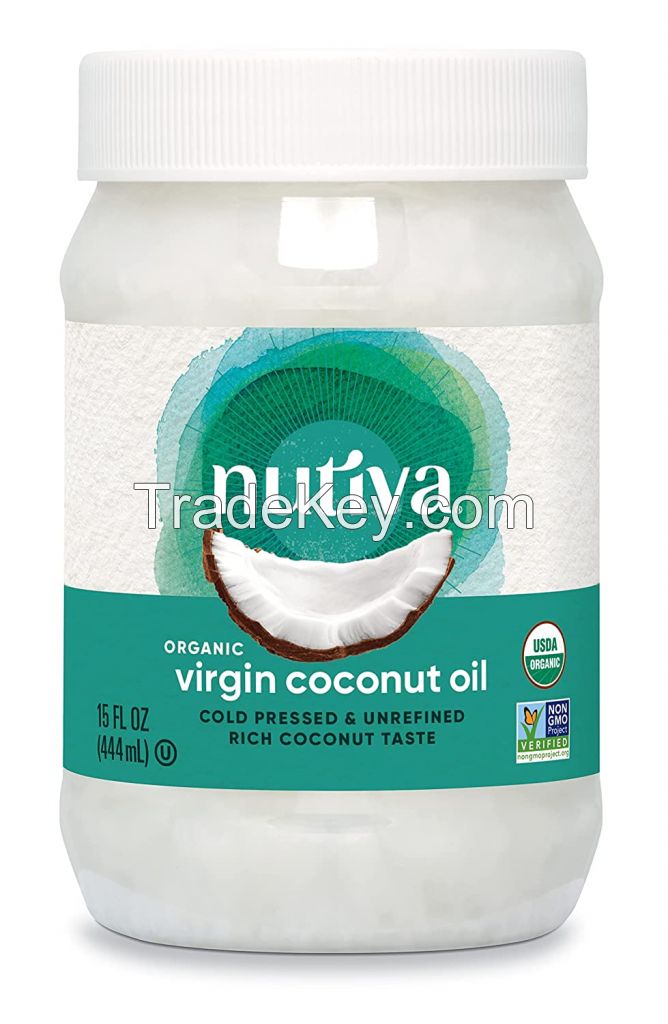 Organic Cold-Pressed Virgin Coconut! Oil  Nutivaa, 15 Fl Oz USDA Organic, Non-GMO, Fair Trade, Whole 30 Approved, Vegan, Keto, Fresh Flavor and Aroma for Cooking and Healthy Skin and Hair
