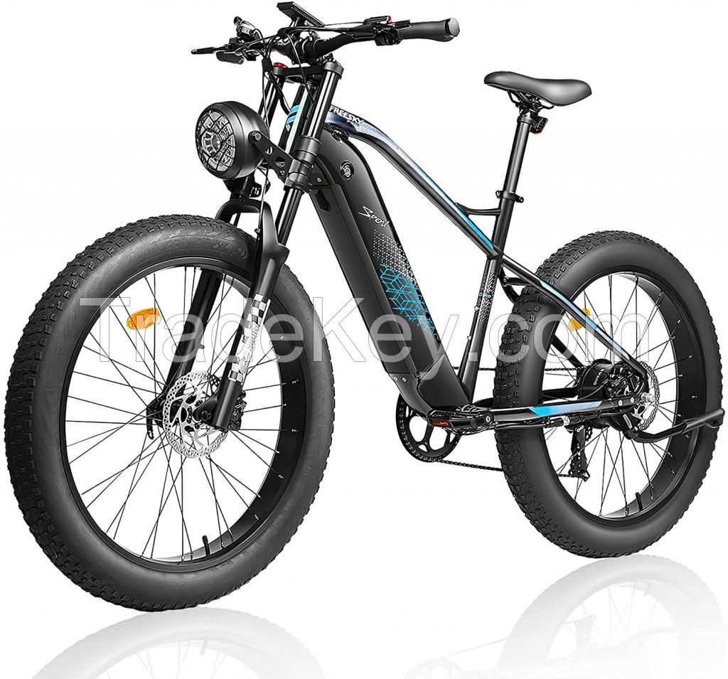 YOUEBIKE Electric Bike,750W 32 MPH Electric Mountain Bike for Adults, 26" Fat Tire Electric Bicycle with 48V 15Ah Removable Internal Lithium-ion, Shimano 7 Speed Gears and Lockable Suspension Fork