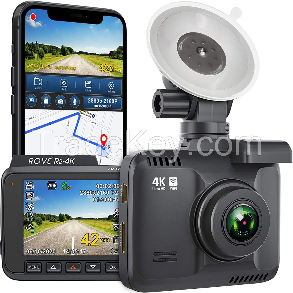 Rove R2-4K Dash Cam Built in WiFi GPS Car Dashboard Camera Recorder with UHD 2160P, 2.4" LCD, 150    Wide Angle, WDR, Night Vision