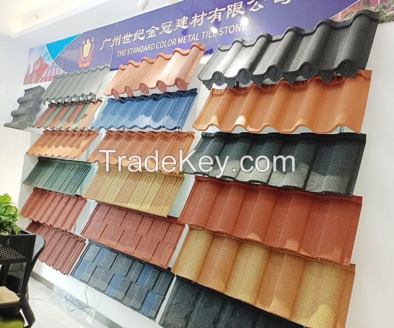 Roof tiles 0.4mm light weight roofing sheet zinc steel galvalume stone coated roofing tile metal