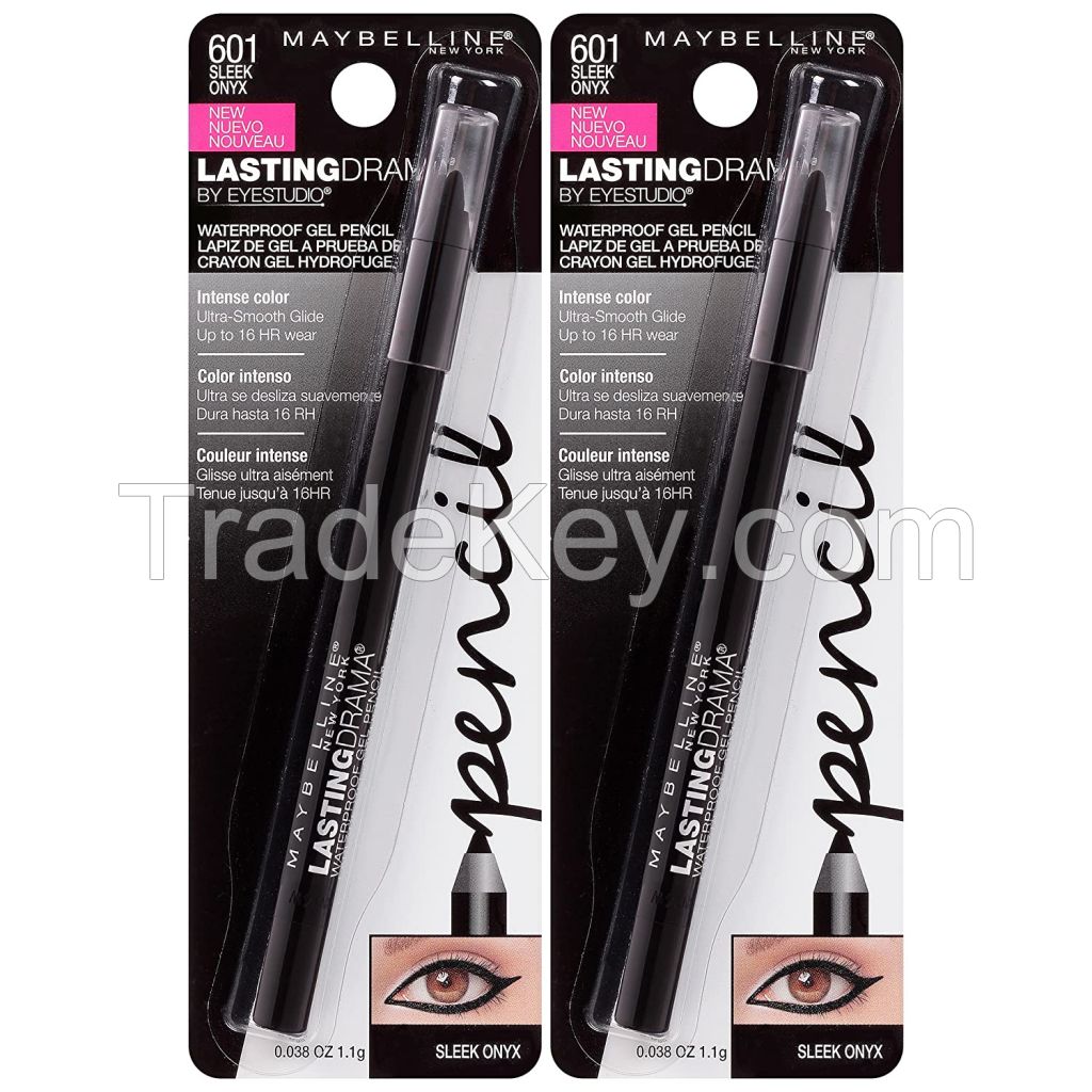 Maybelline New York Eyestudio Lasting Drama Waterproof Gel Pencil Makeup, Sleek Onyx