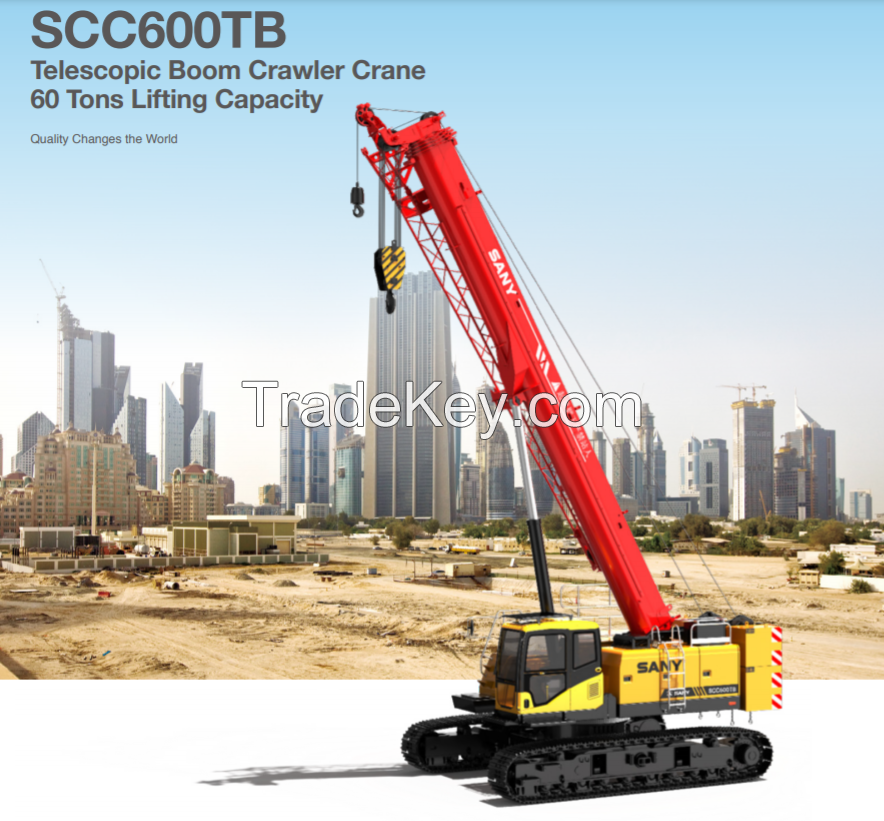 SCC600TB Telescopic Crawler Crane 60 Tons Lifting Capacity Strong Boom Powerful Chassis