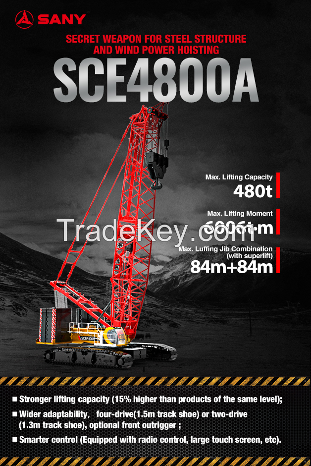 Sce4800a Sany Crawler Crane 480 Tons Lifting Capacity