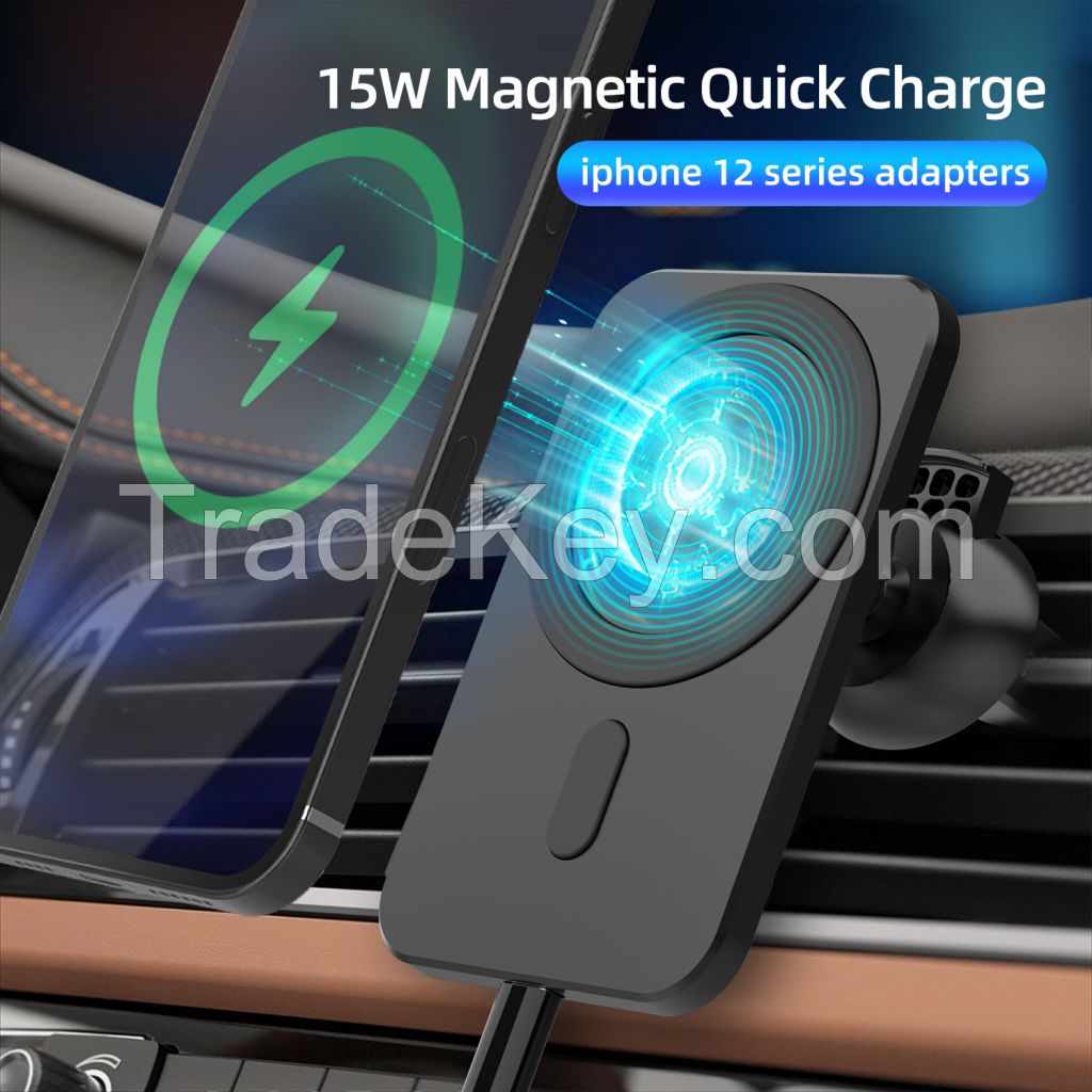 15W Magnetic Qi Wireless Car Charger Automatic Clamping for iPhone 12 Pro  Air Vent Mount Phone Holder 