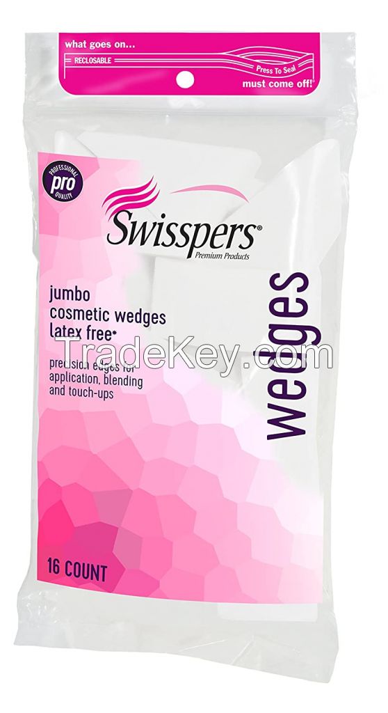 Swisspers Premium Pro Cosmetic Wedges, Latex-Free Makeup Wedge, Jumbo Size, 16 Count