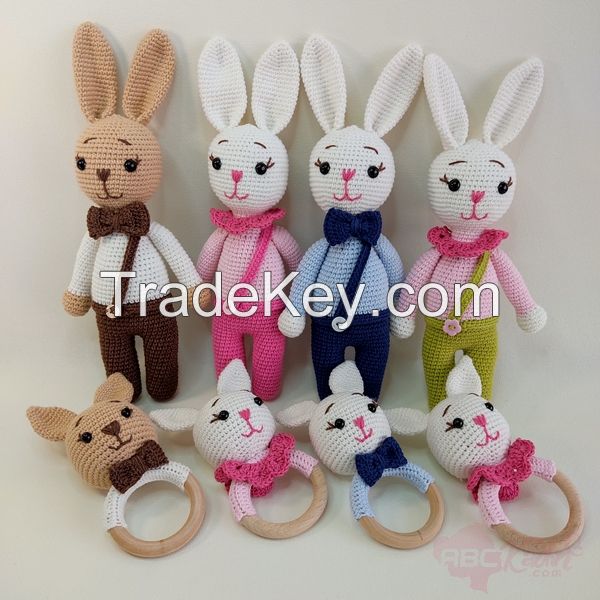 Handmade Rabbit Figured Rattle Sets