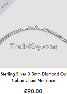 Sterling Silver 3.5mm Diamond Cut Cuban Chain Necklace