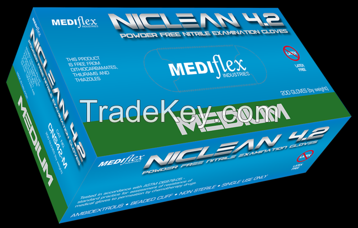 Mediflex Blue Niclean Examination Grade Gloves 