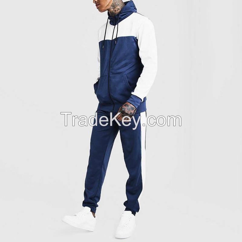 High Quality Custom Logo Two Piece Suits Solid Color Plain Tracksuit Hoodie Men Sweatsuit Sets