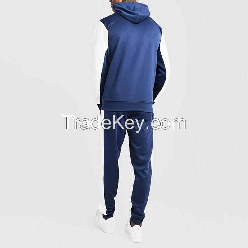 High Quality Custom Logo Two Piece Suits Solid Color Plain Tracksuit Hoodie Men Sweatsuit Sets