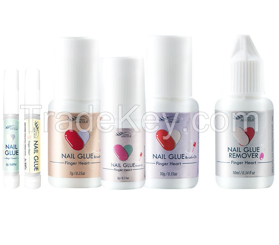Adcils Professional Nail Glue Brush On Fingerheart Glue + Remover Sets(glue + Remover)