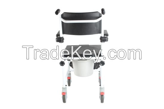 3 In 1 Commode Shower Chair, Transport Commode Wheelchair, Padded Toilet Seat Shower Wheelchair, Bedside Commode