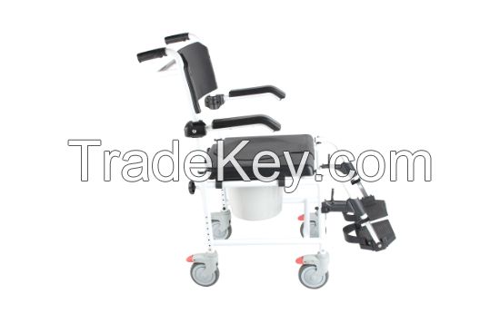 3 in 1 Commode Shower Chair, Transport Commode Wheelchair, Padded Toilet Seat Shower Wheelchair, Bedside Commode