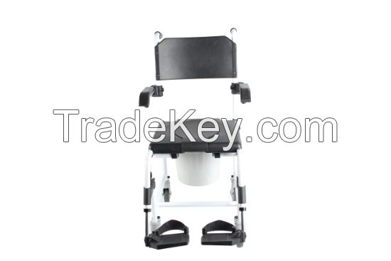 3 In 1 Commode Shower Chair, Transport Commode Wheelchair, Padded Toilet Seat Shower Wheelchair, Bedside Commode