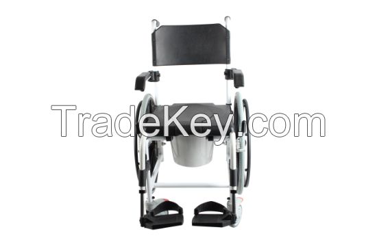 3 in 1 Commode Shower Chair, Transport Commode Wheelchair, Padded Toilet Seat Shower Wheelchair, Bedside Commode