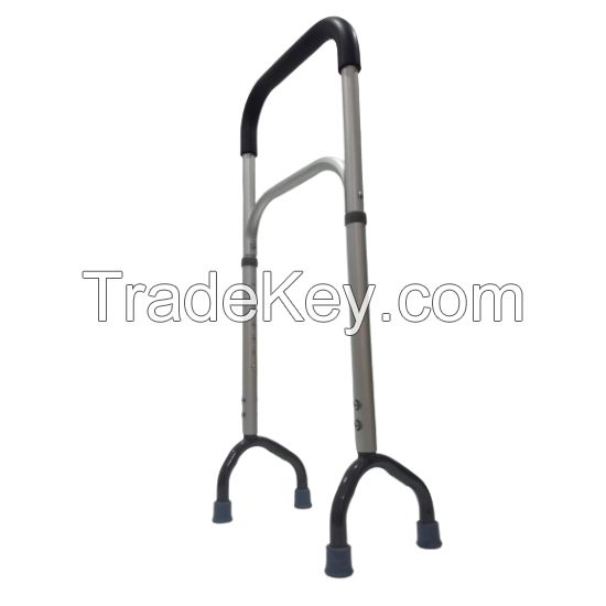 Rock Steady Cane, Height Adjustable Quad Cane for Seniors with Soft Cushion Handle, Sit to Stand Walker