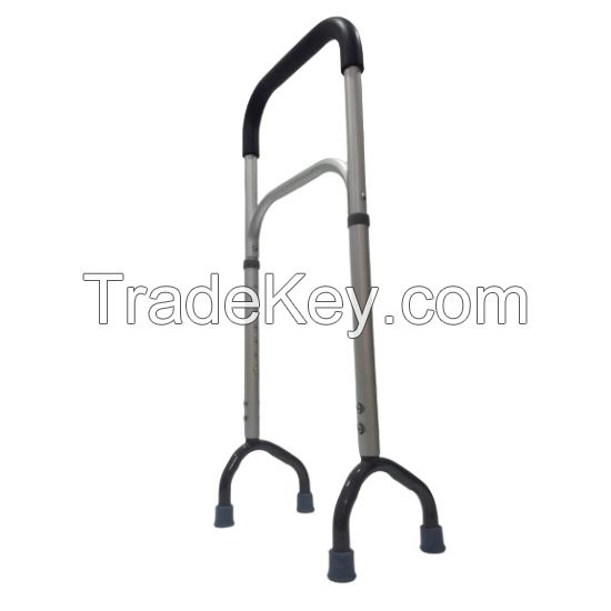 Rock Steady Cane, Height Adjustable Quad Cane For Seniors With Soft Cushion Handle, Sit To Stand Walker